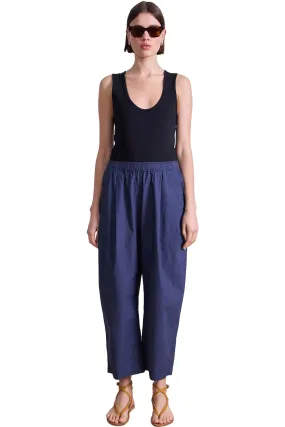 Apiece Apart Spa Pleat Pant in Navy Sporty Stretch Fit