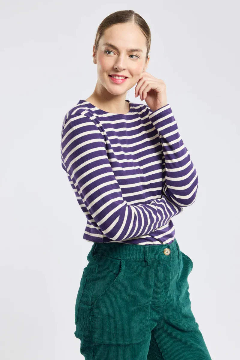 Halloween ARMOR LUX LADIES HERITAGE BRETON SHIRT L/S - MELANZANA/ NATURE