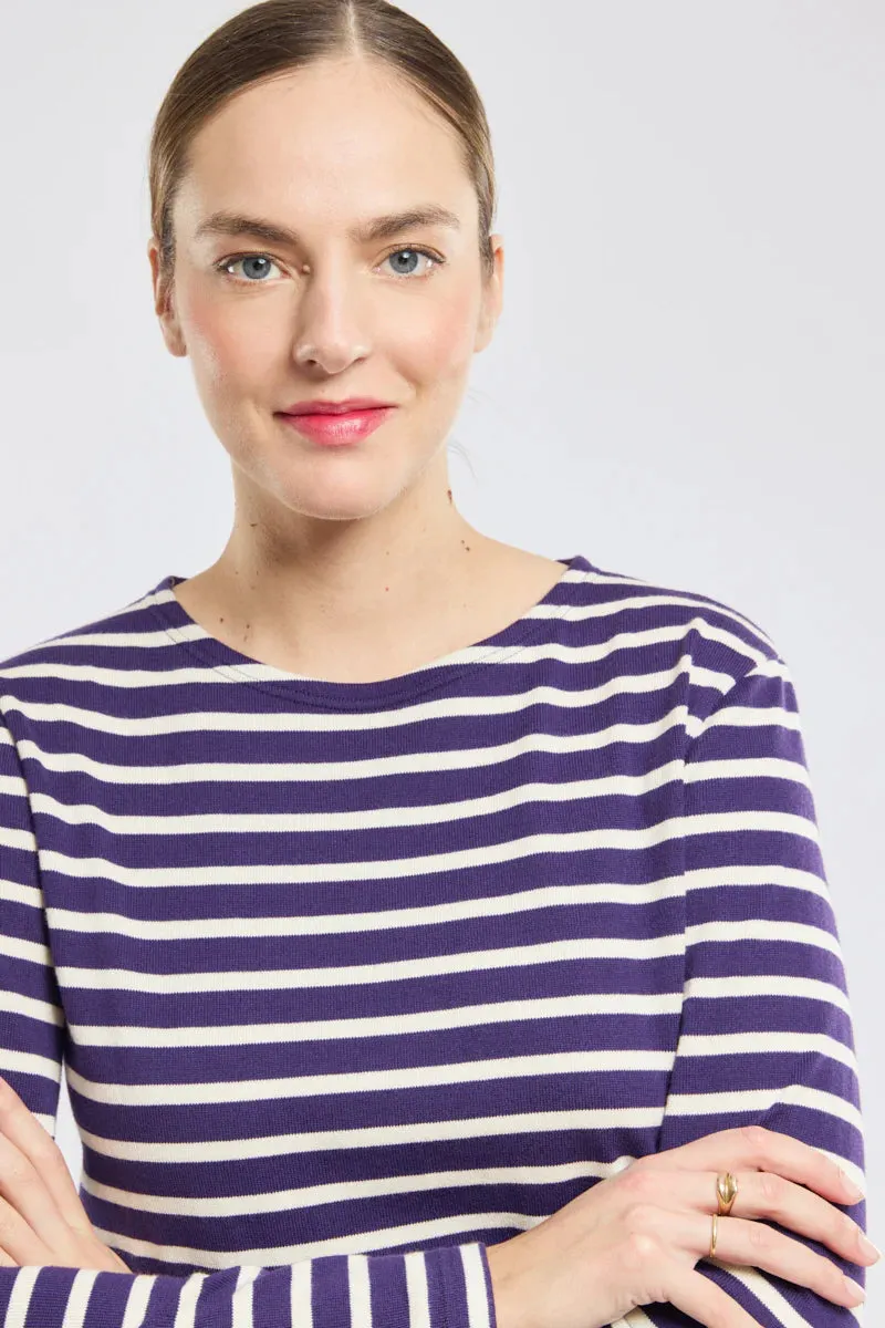 ARMOR LUX LADIES HERITAGE BRETON SHIRT L/S - MELANZANA/ NATURE Pre Shrunk Fabric Breathable Comfort Fit