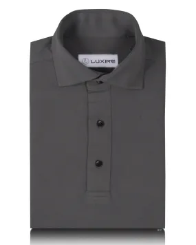 Gym Companion Micro Perforated Texture Ash Grey Soft Polo T-Shirt