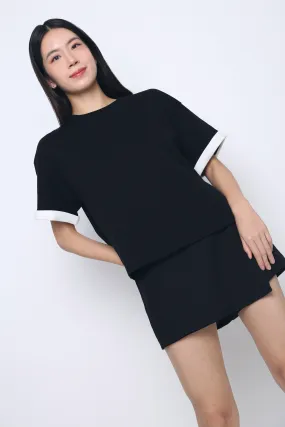 Toni Colorblock Boxy Tee Black/White Sweat Absorbent Inner Layer ContrastPlacket