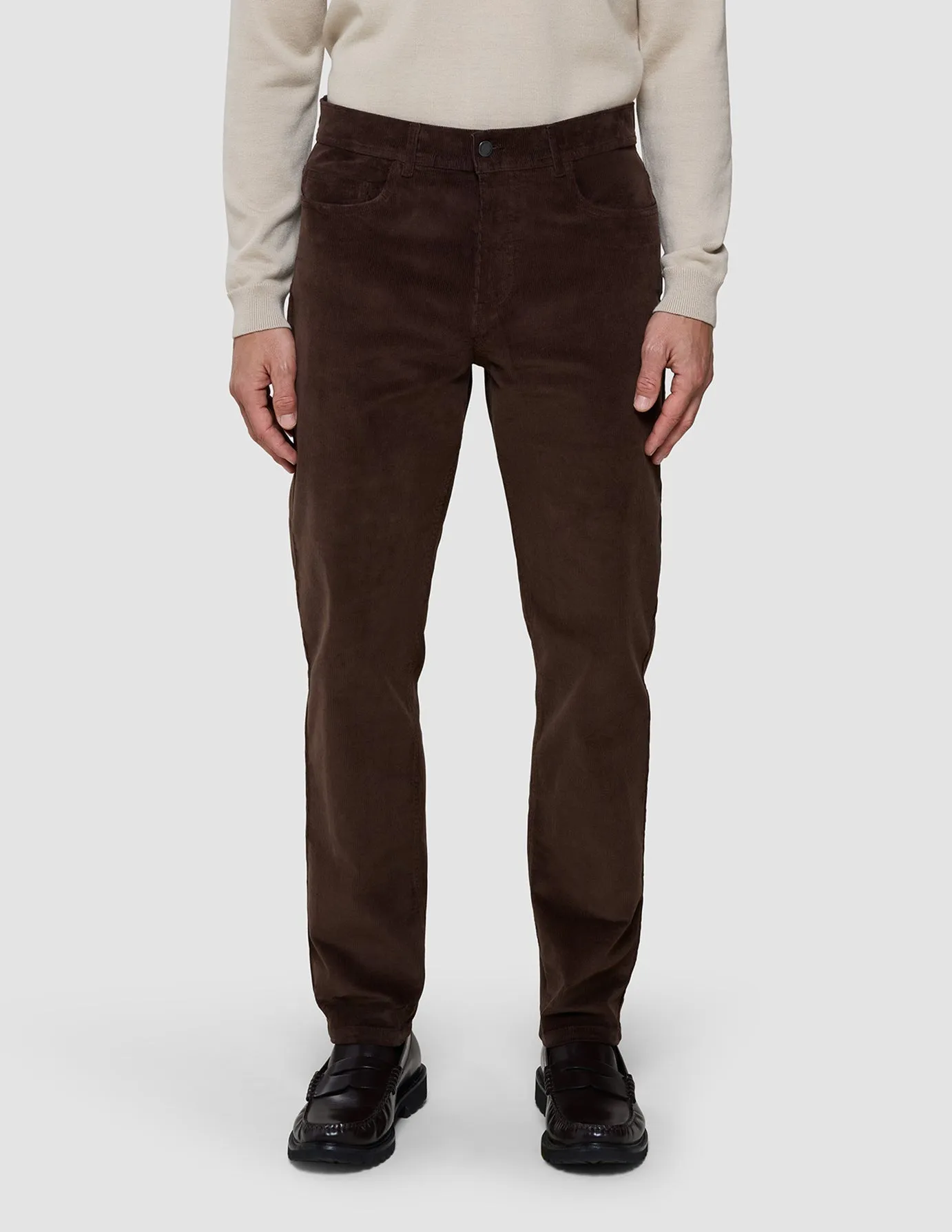 Rubberized Hem SturdyBeltLoops Corduroy Pants Espresso