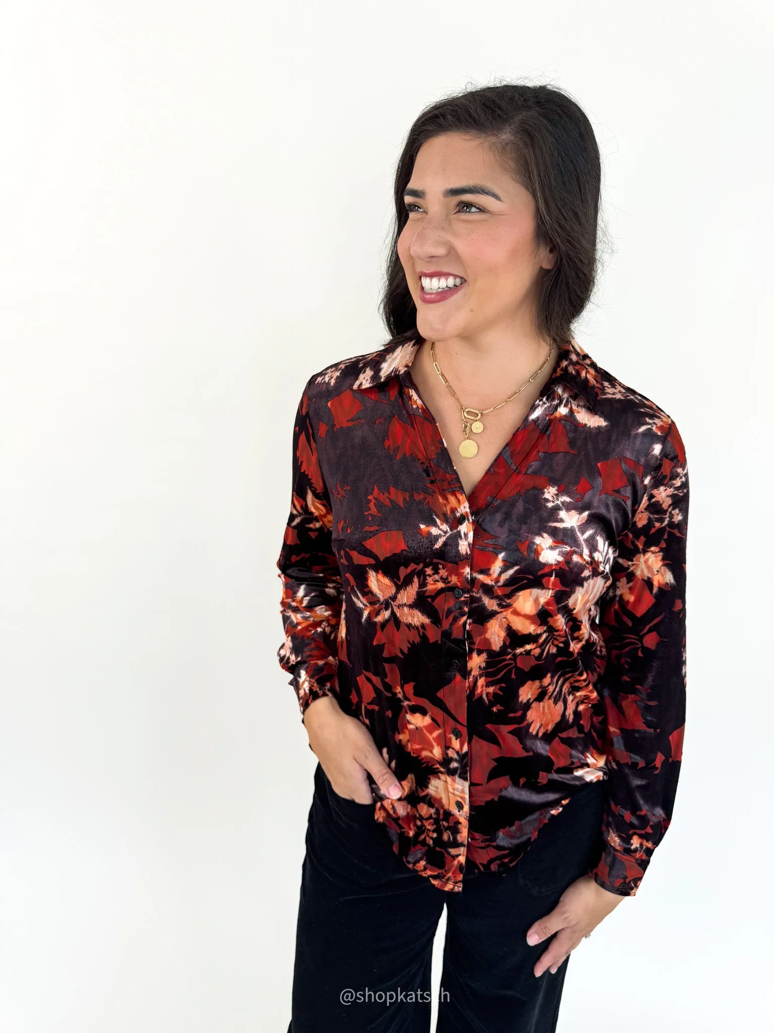 Autumn Vibes Button up Blouse Seasonal Collection