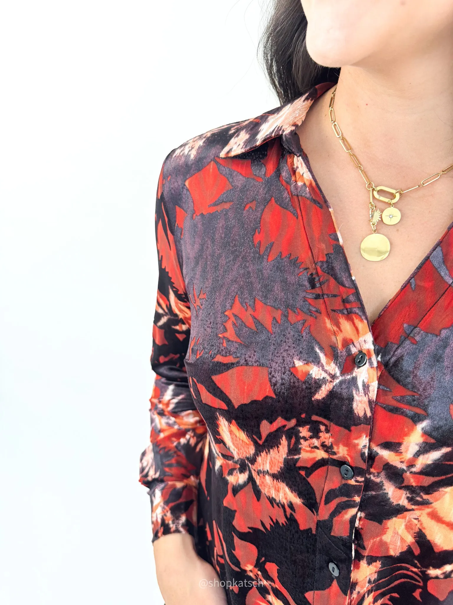 Autumn Vibes Button up Blouse Odor control Versatile Layering