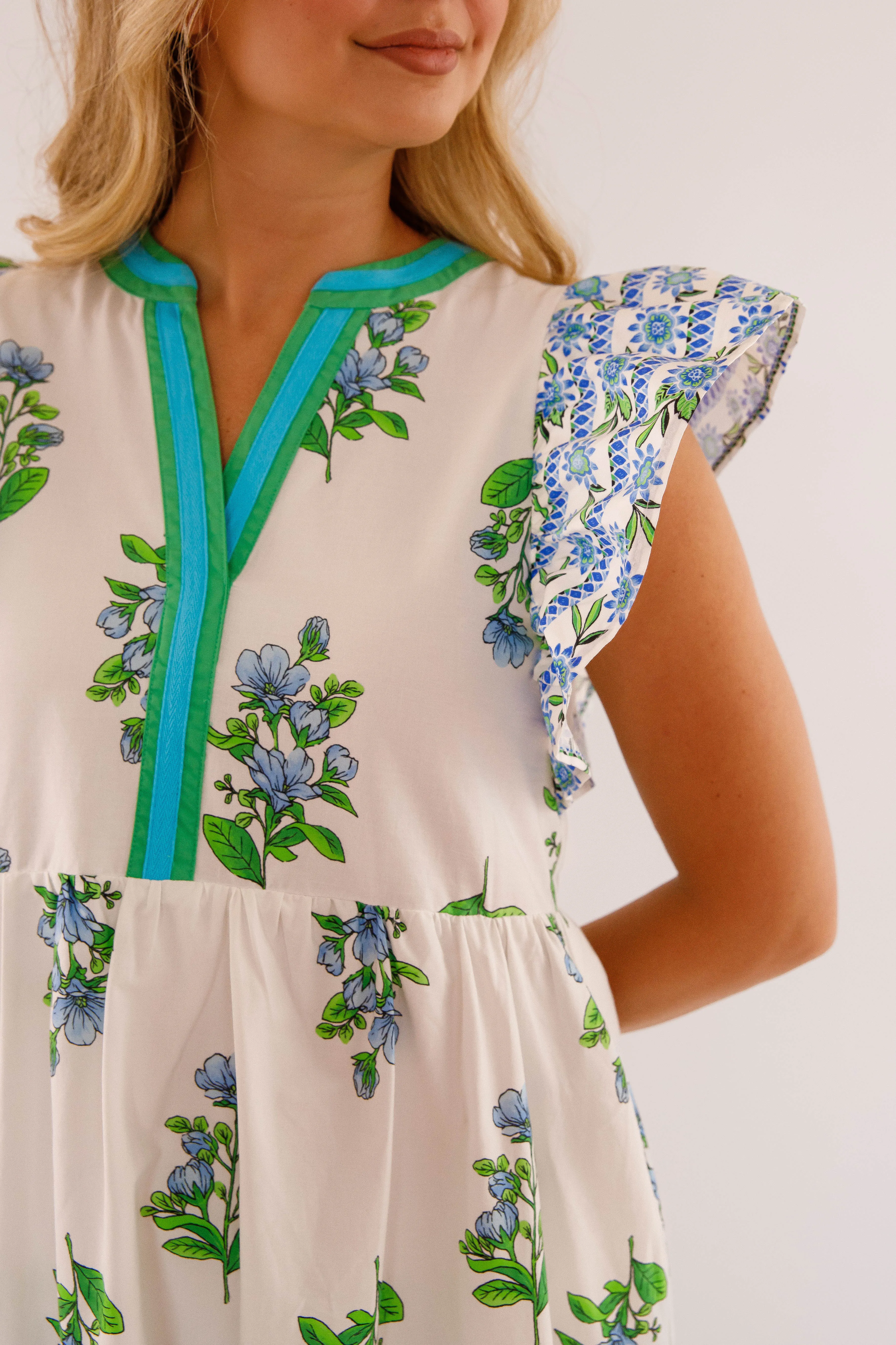 Flow Sleeve Back To Greece Midi Dress