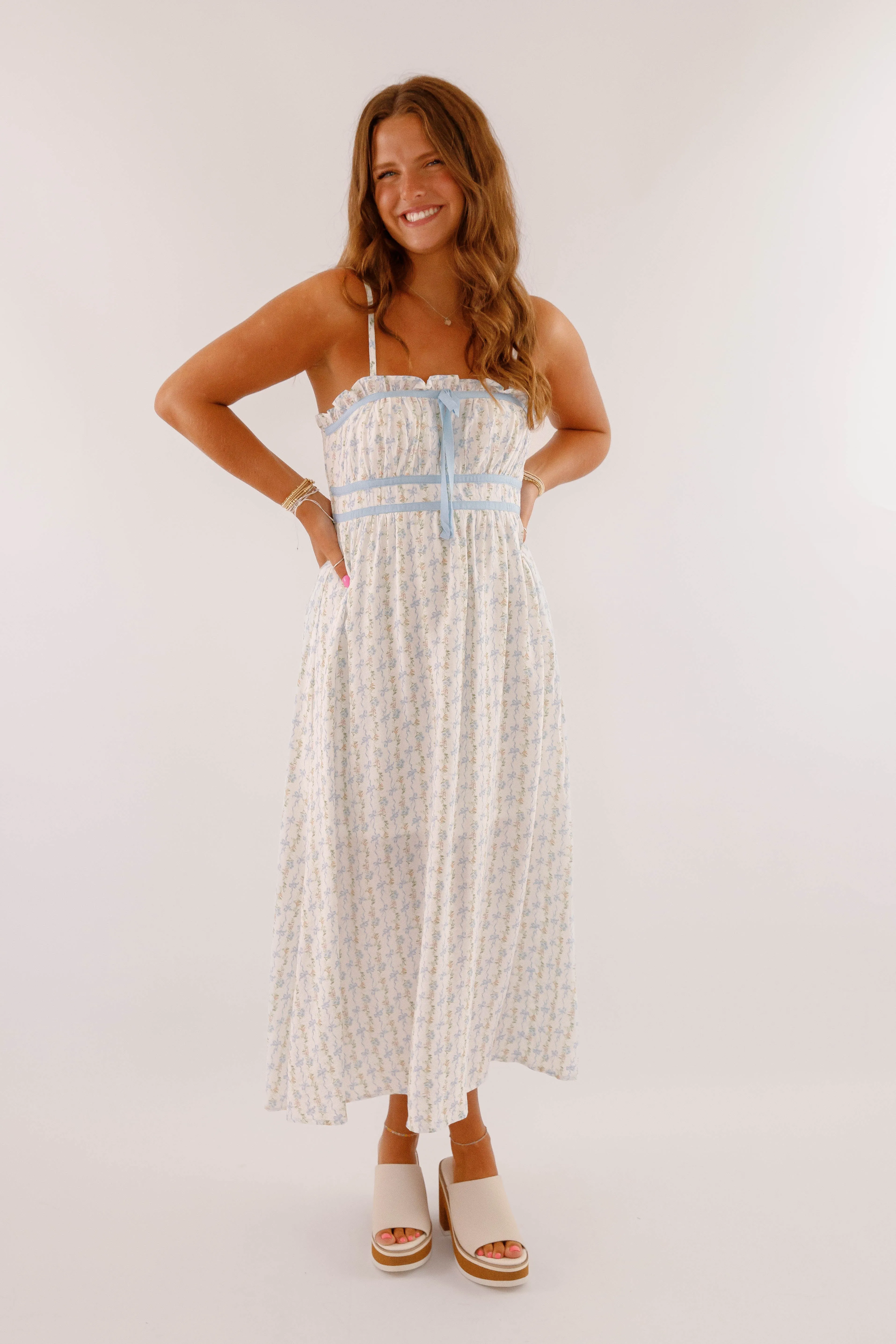 Smart Layering Back To Reality Midi Dress-Blue