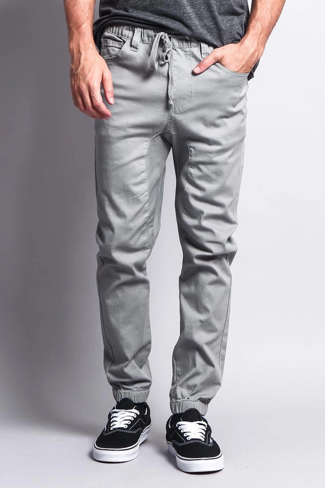 Relaxed Look Performance Stretch Men's Jogger Twill Pants (Dark Grey)