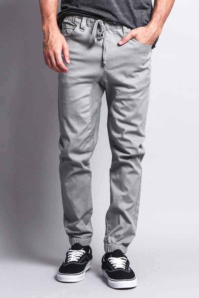 Quick Comfort Design Men's Jogger Twill Pants (Dark Grey)