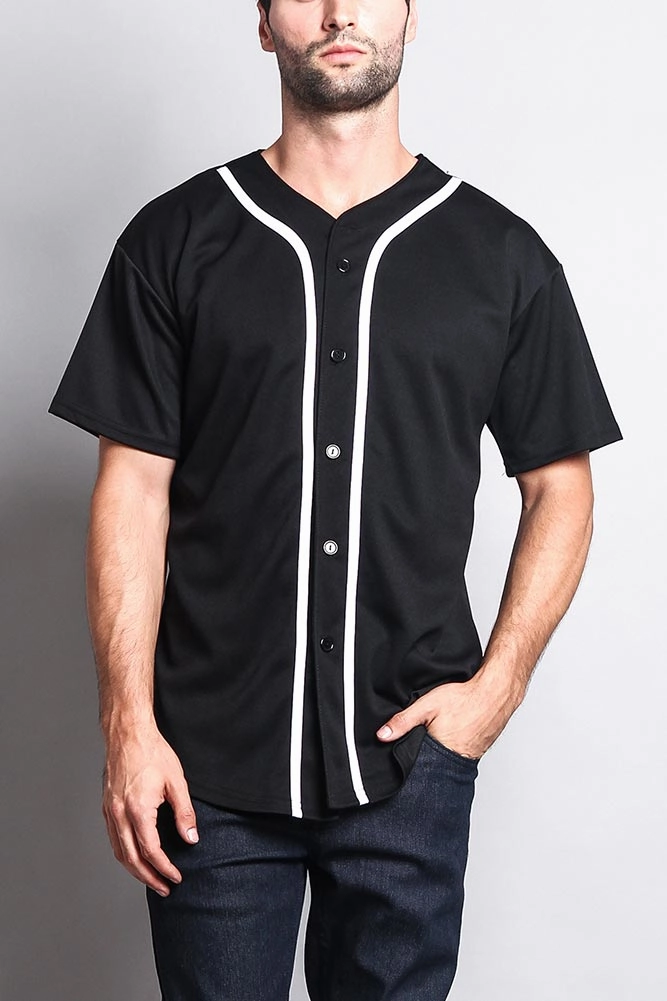 Baseball Button Down Short Sleeve Jersey Garment Dyed Finish EcoCertified Material