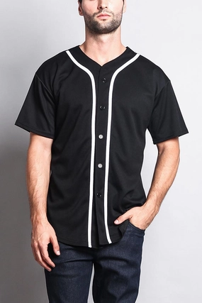 LaserCut Edges Baseball Button Down Short Sleeve Jersey