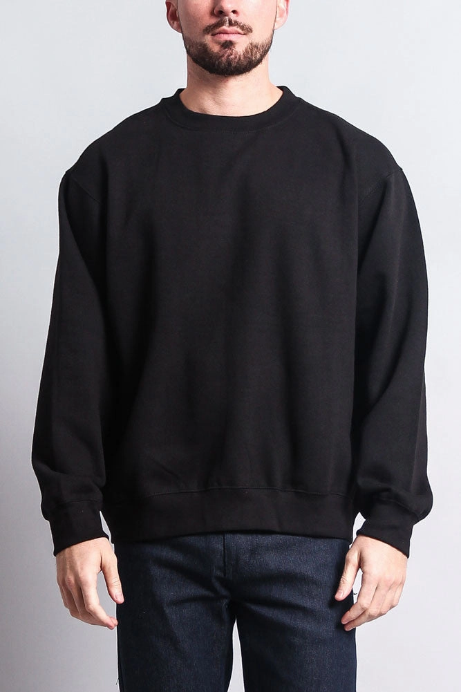 Basic Solid Crew-Neck Sweatshirt Waterproof Technology Snap Button