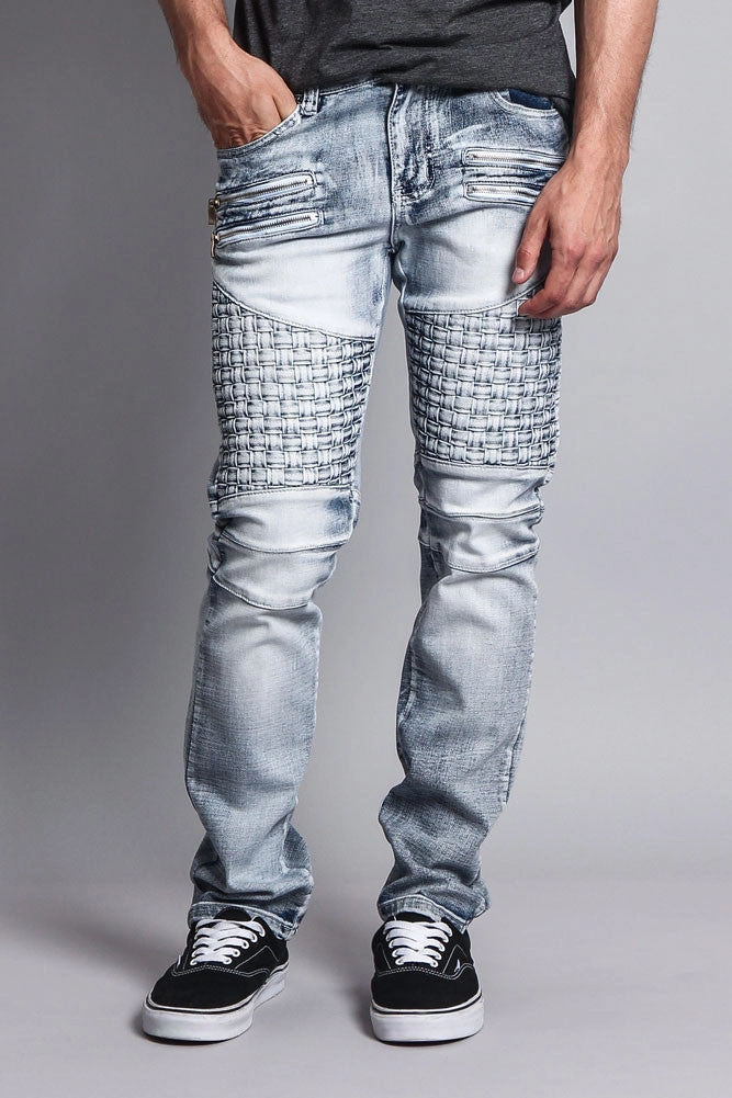 Performance Comfort Basket Weave Biker Jeans