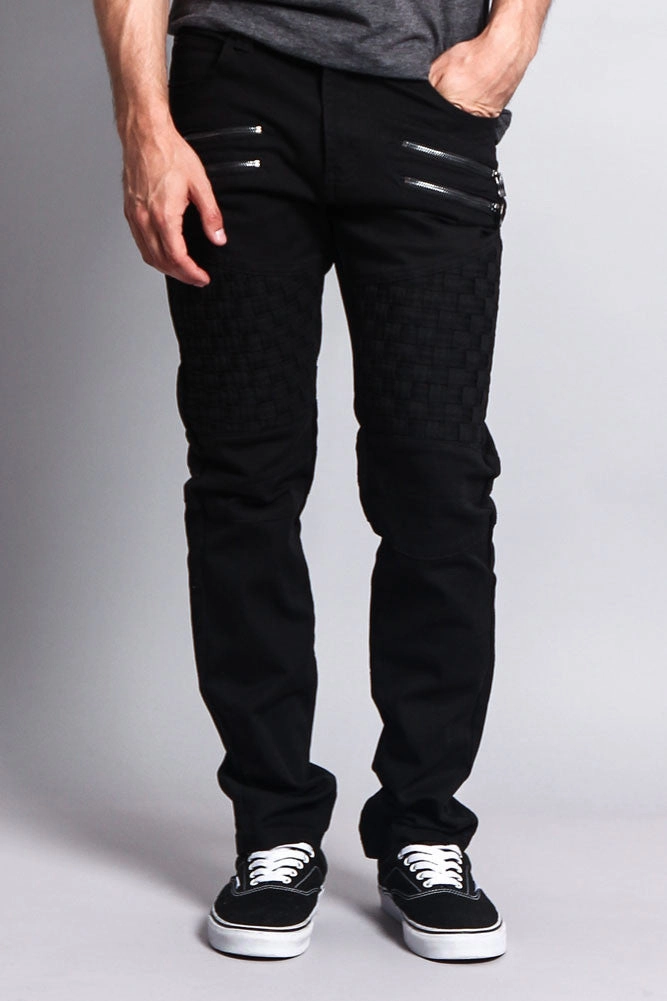 Clean Lines Tear Resistant Basket Weave Biker Twill Jeans