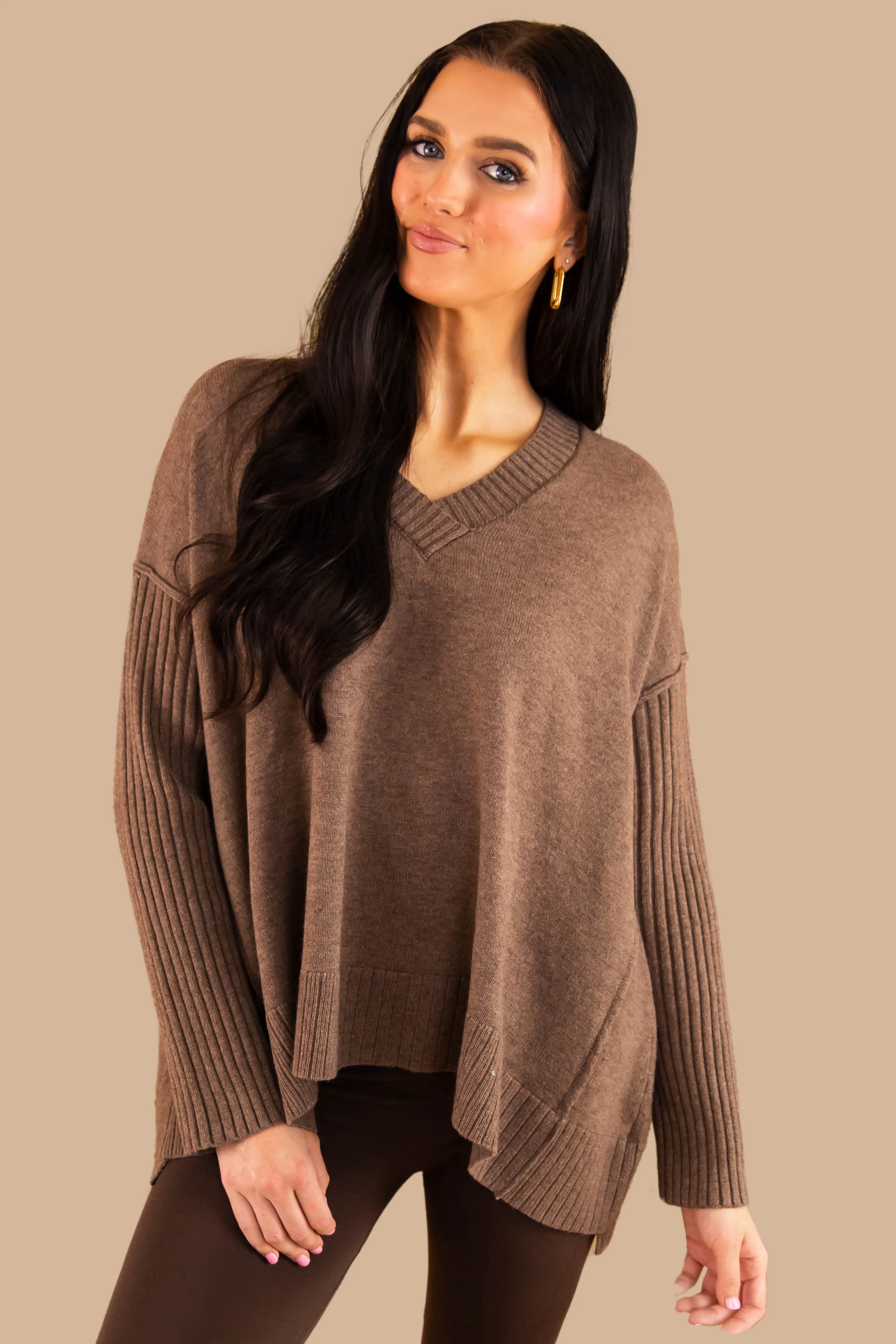 Be There For You Sweater-Mocha Flex Fit Stylish Design