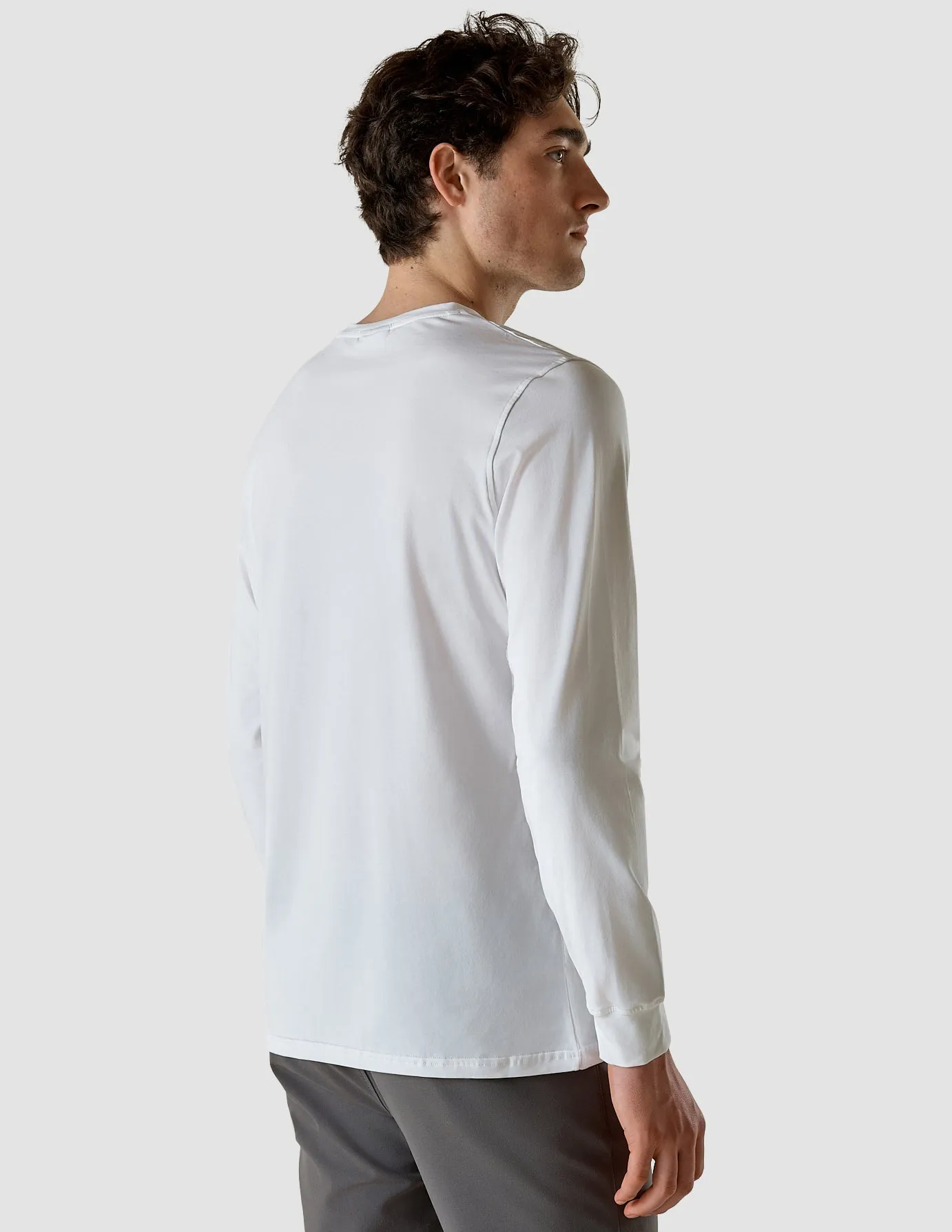 Supima Autograph Long-Sleeved T-Shirt White AntiPilling