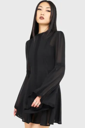 Casual event outfit Begone Long Sleeve Mini Dress [BLACK]