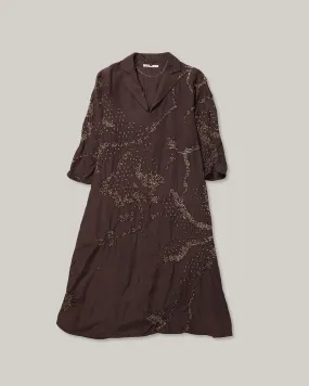 Comfort Stretch 11.11 SILK BANDHANI  DRESS - BURNT UMBER