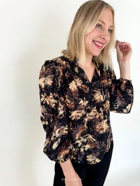 Regular Fit Beth Black Tuscany Floral Blouse