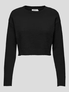RibbedCuff Soft O-Neck Knit Top