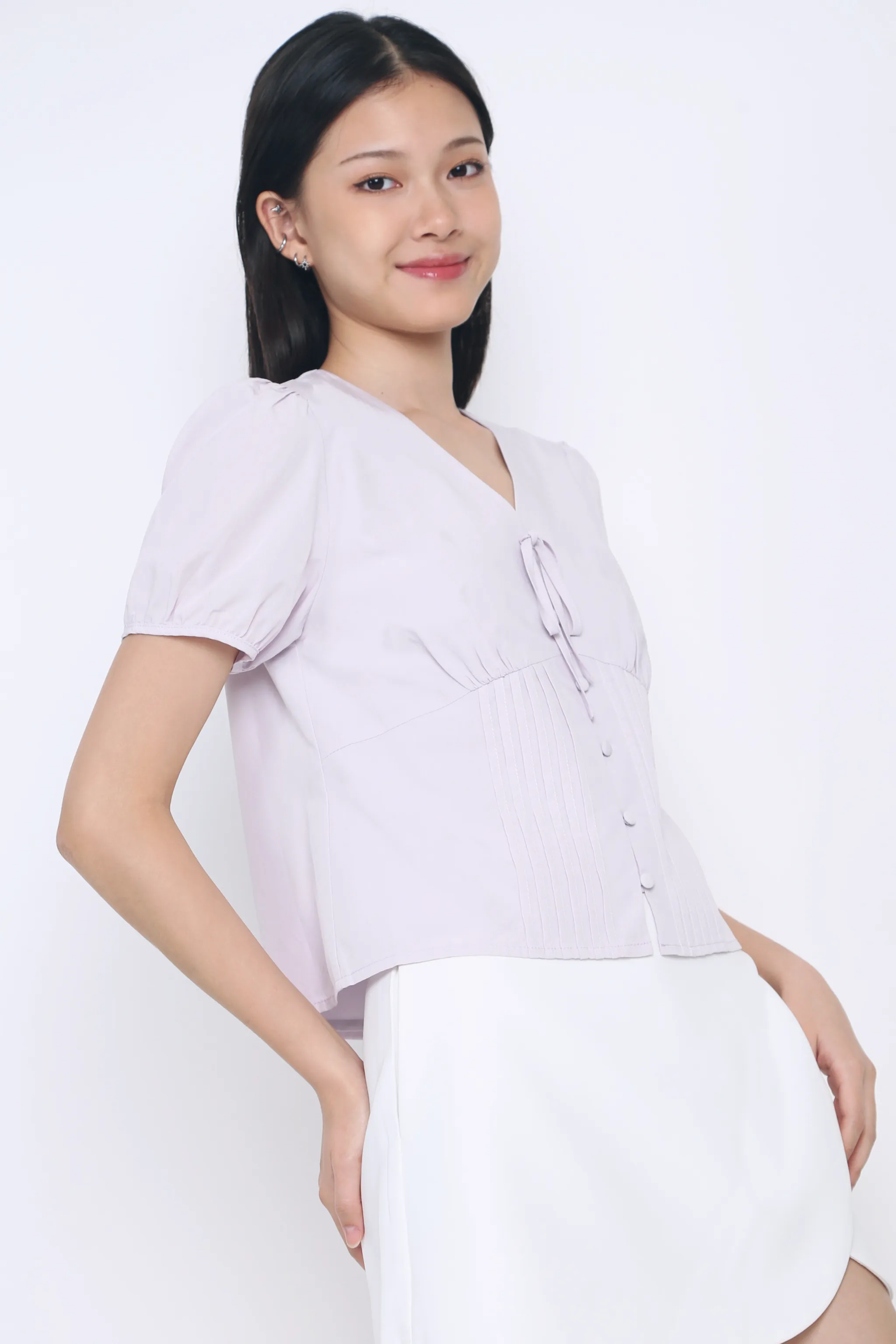 summer top Clementine Pleat & Tie Blouse Purple