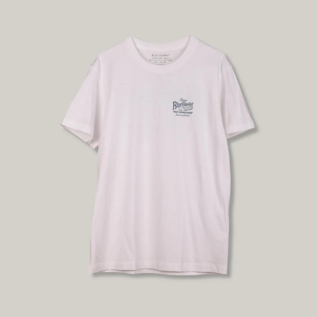 BLUE BLANKET JEANS TS9-IT78 TUBULAR LOGO T-SHIRT - WHITE Cool and casual