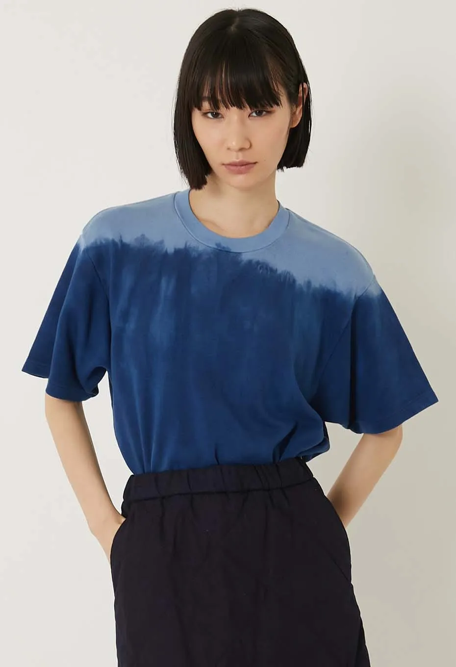 Cool Layering BLUE BLUE JAPAN EIGHTLOCK SMOOTH INDIGO HAND SPECKLED DYED SS TEE