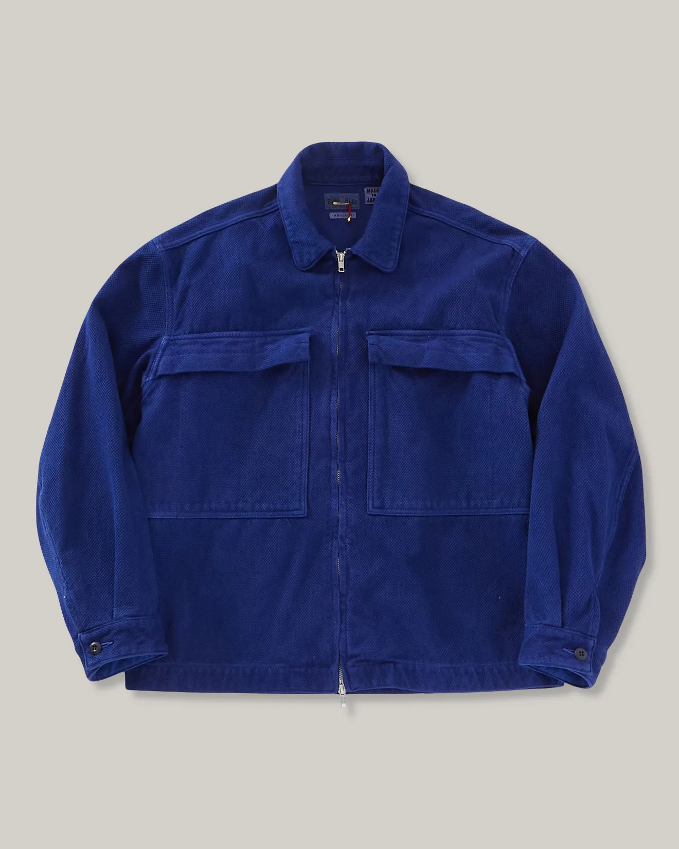 FadeResistant Print BLUE BLUE JAPAN INDIGO SASHIKO HAND DYED ZIP UP JACKET