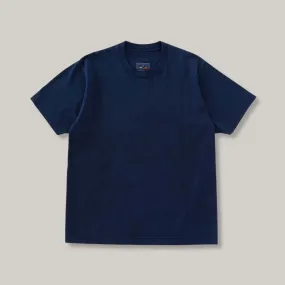 BLUE BLUE JAPAN KNITTED ORGANIC HAND DYED HIGH GUAGE CLUB SS TEE - INDIGO Roomy Fit Timeless Appeal