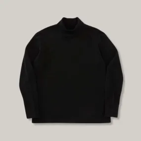 Abrasion resistant BLUE BLUE JAPAN KNITTED SLUB COTTON RIB TURTLE NECK TEE - BLACK