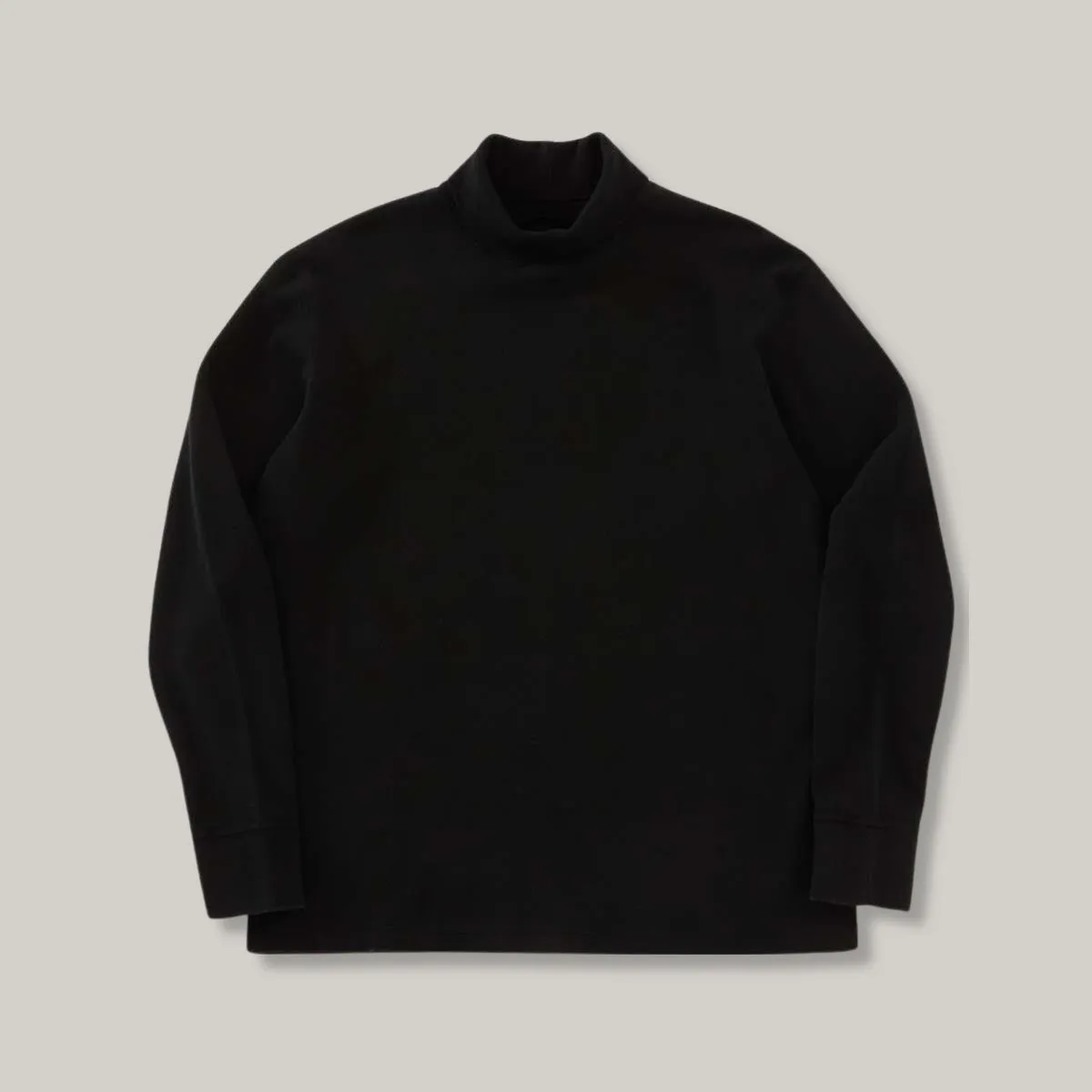 Abrasion resistant BLUE BLUE JAPAN KNITTED SLUB COTTON RIB TURTLE NECK TEE - BLACK