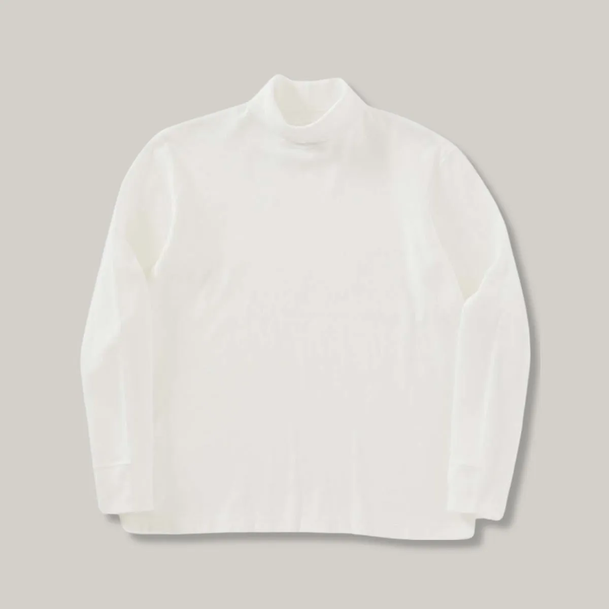 BLUE BLUE JAPAN KNITTED SLUB COTTON RIB TURTLE NECK TEE - NATURAL Quality Layer