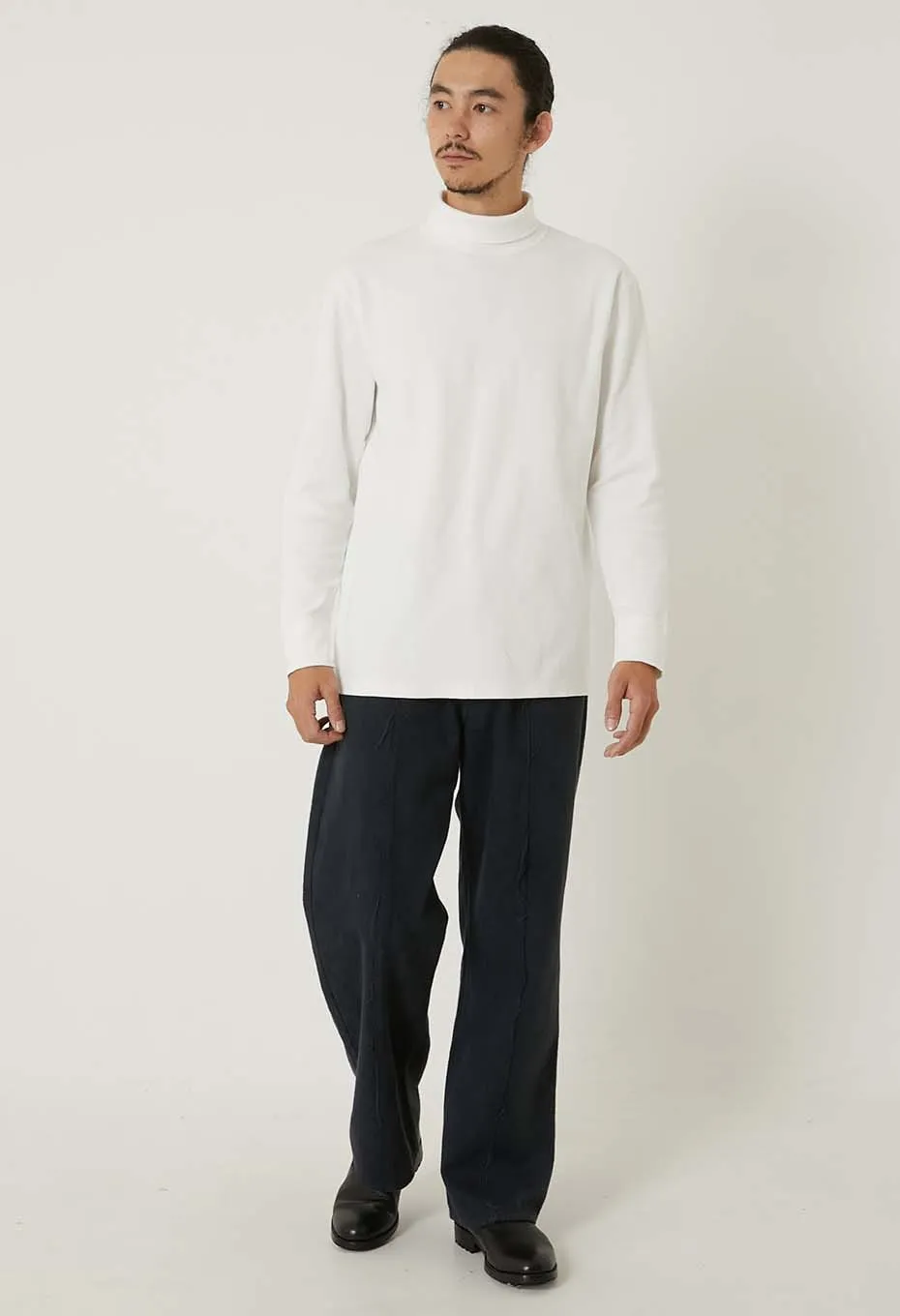 Heather Jersey Material Everyday Flex BLUE BLUE JAPAN KNITTED SLUB COTTON RIB TURTLE NECK TEE - NATURAL
