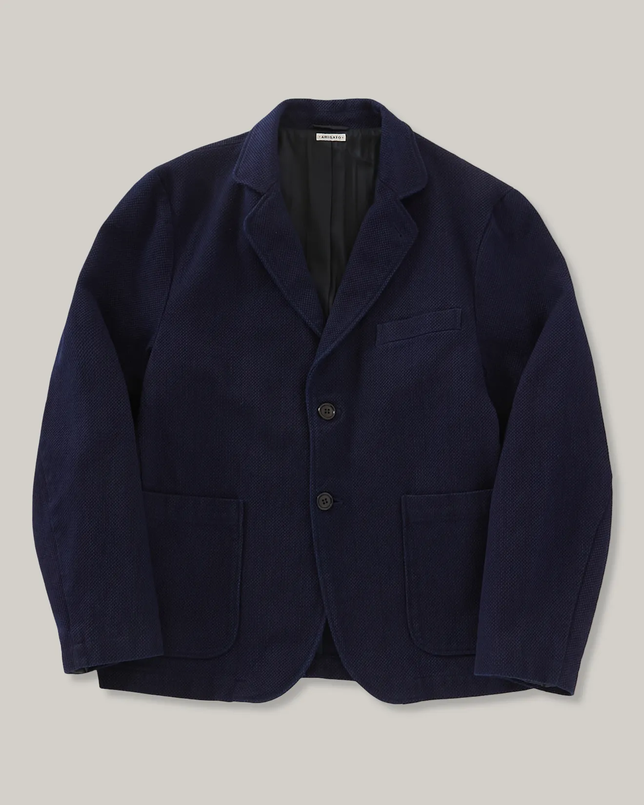 Double Breasted Wrinkle Free Exterior BLUE BLUE JAPAN PURE INDIGO DOUBLE CLOTH SASHIKO TAILORED JACKET