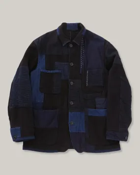 BLUE BLUE JAPAN PURE INDIGO SASHIKO NENRIN COVERALL JACKET - INDIGO Non Bulky Insulation