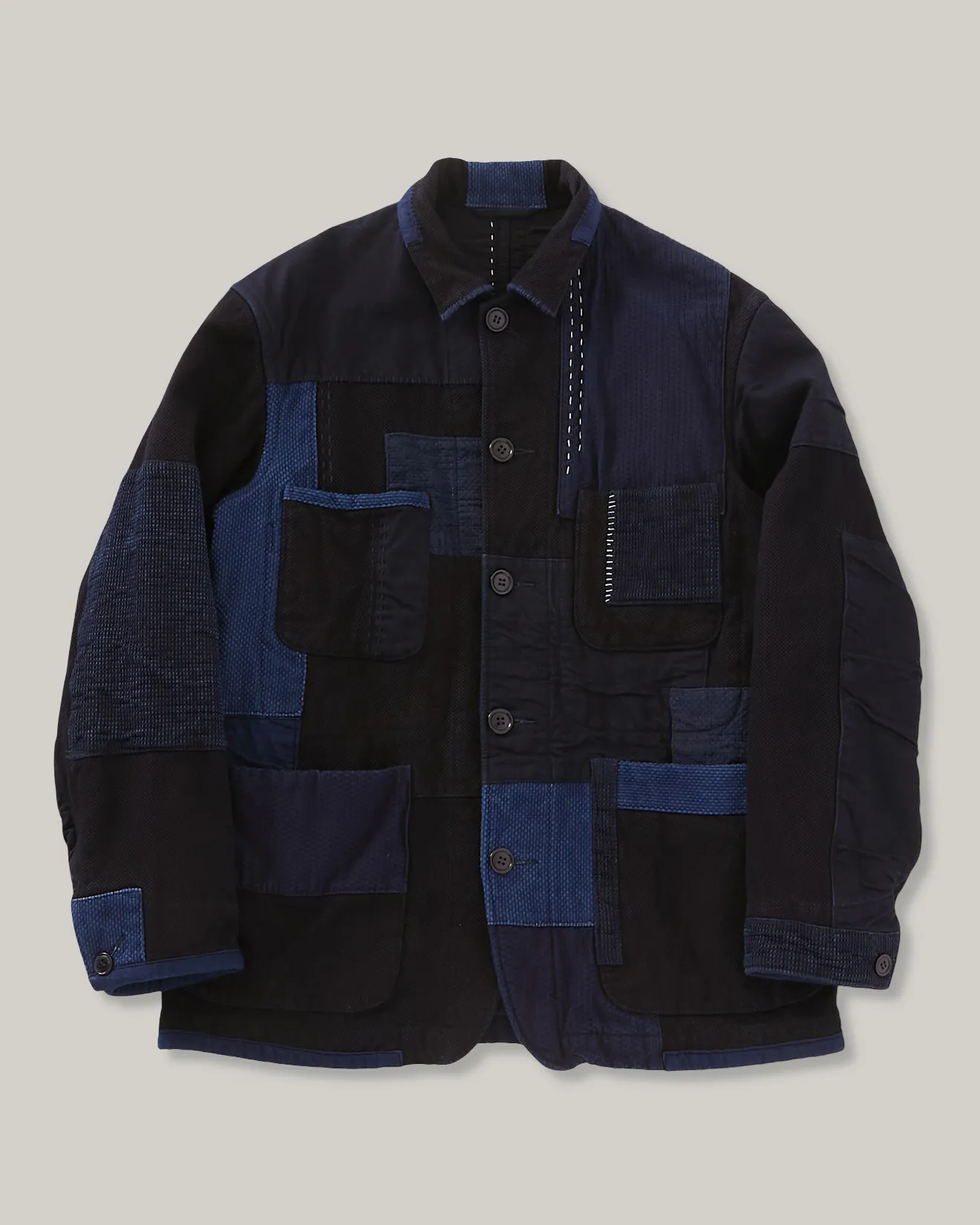 Hypoallergenic Fabric Blend BLUE BLUE JAPAN PURE INDIGO SASHIKO NENRIN COVERALL JACKET - INDIGO