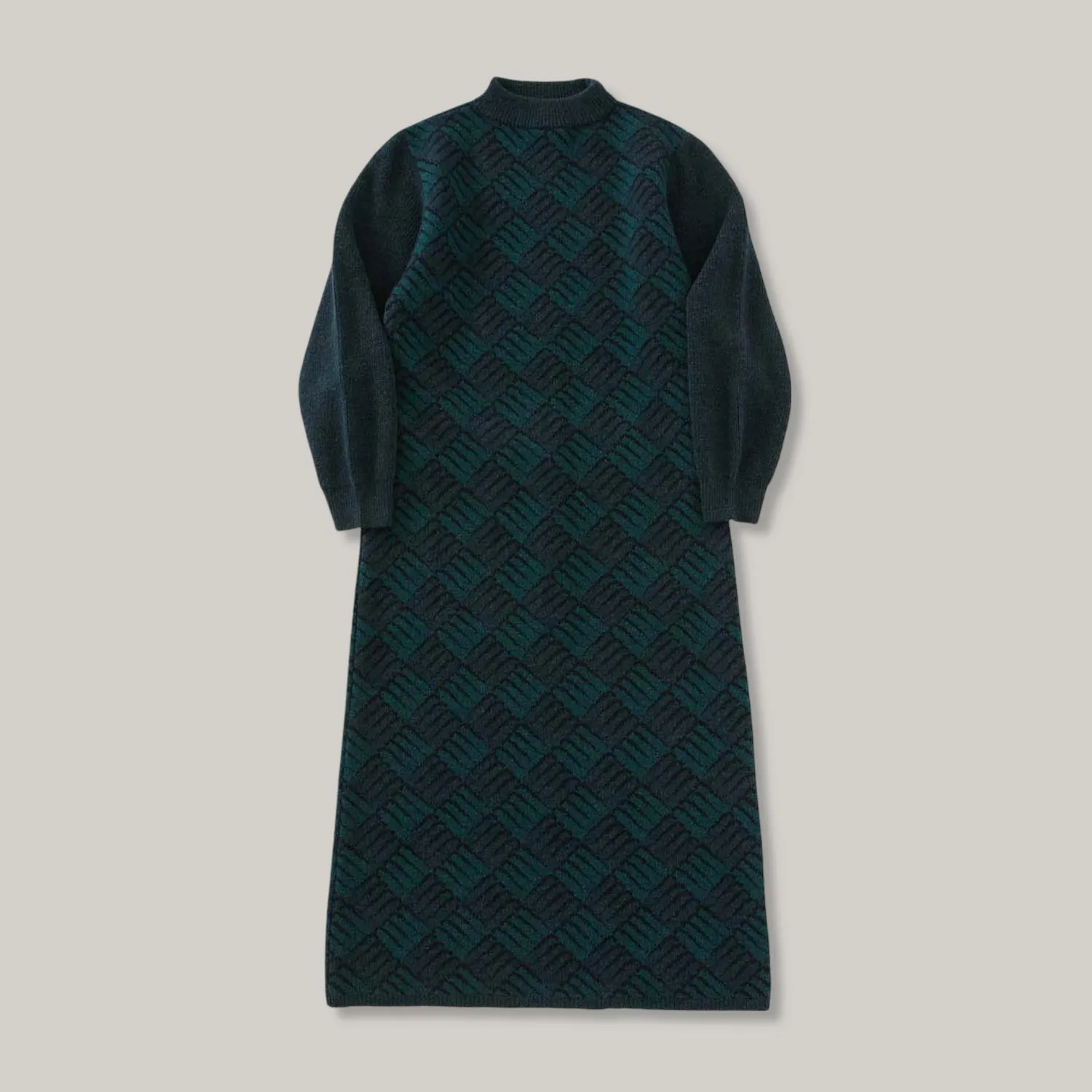 Style Blend Flattering Cut BLUE BLUE JAPAN WOMEN'S WIND AND WAVE PATTERN DRESS - TEAL