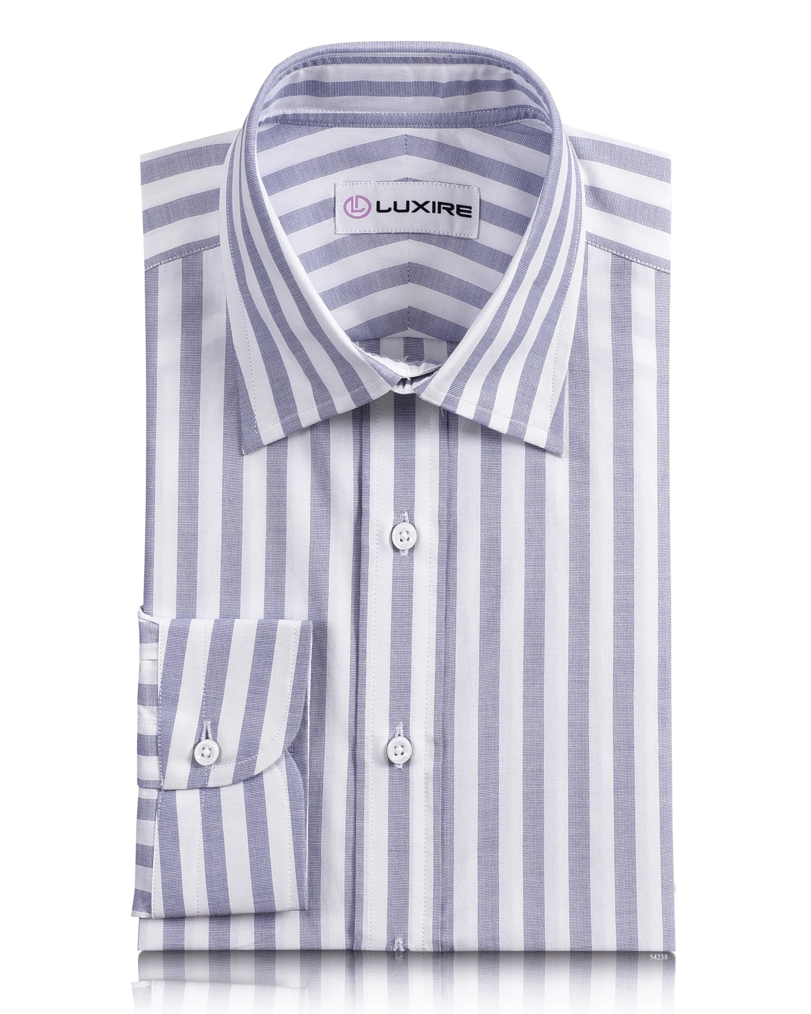 Blue End On End Wide Stripes Shirt Polished Finish