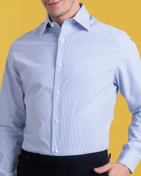 Blue Pin Stripes on White Shirt High Street Fashion