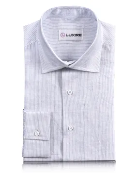 Blue White Pencil Stripes Linen Shirt Midweight Textile