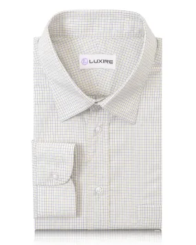 Dressy look Blue Yellow Tattersall Checks On White Shirt