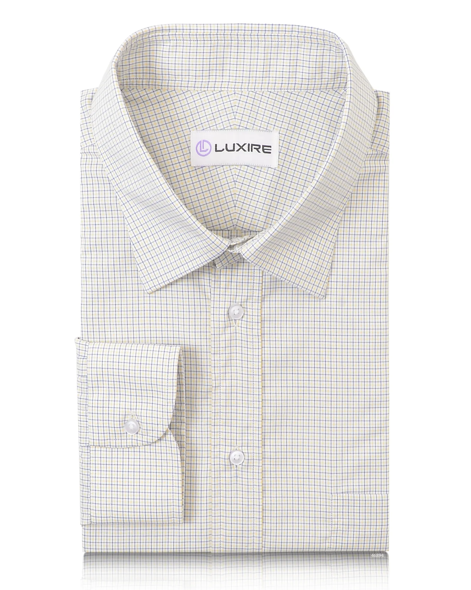 Dressy look Blue Yellow Tattersall Checks On White Shirt
