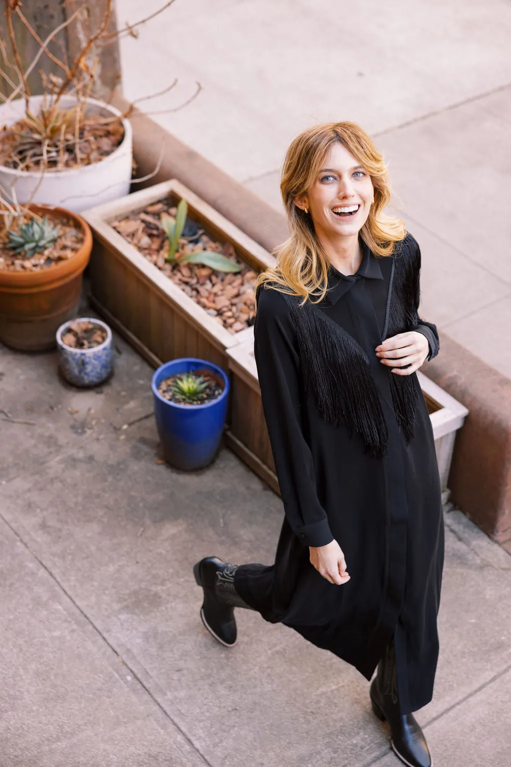 Luxe style MASON by MASON'S DAUGHTER Western Fringe Midi Dress