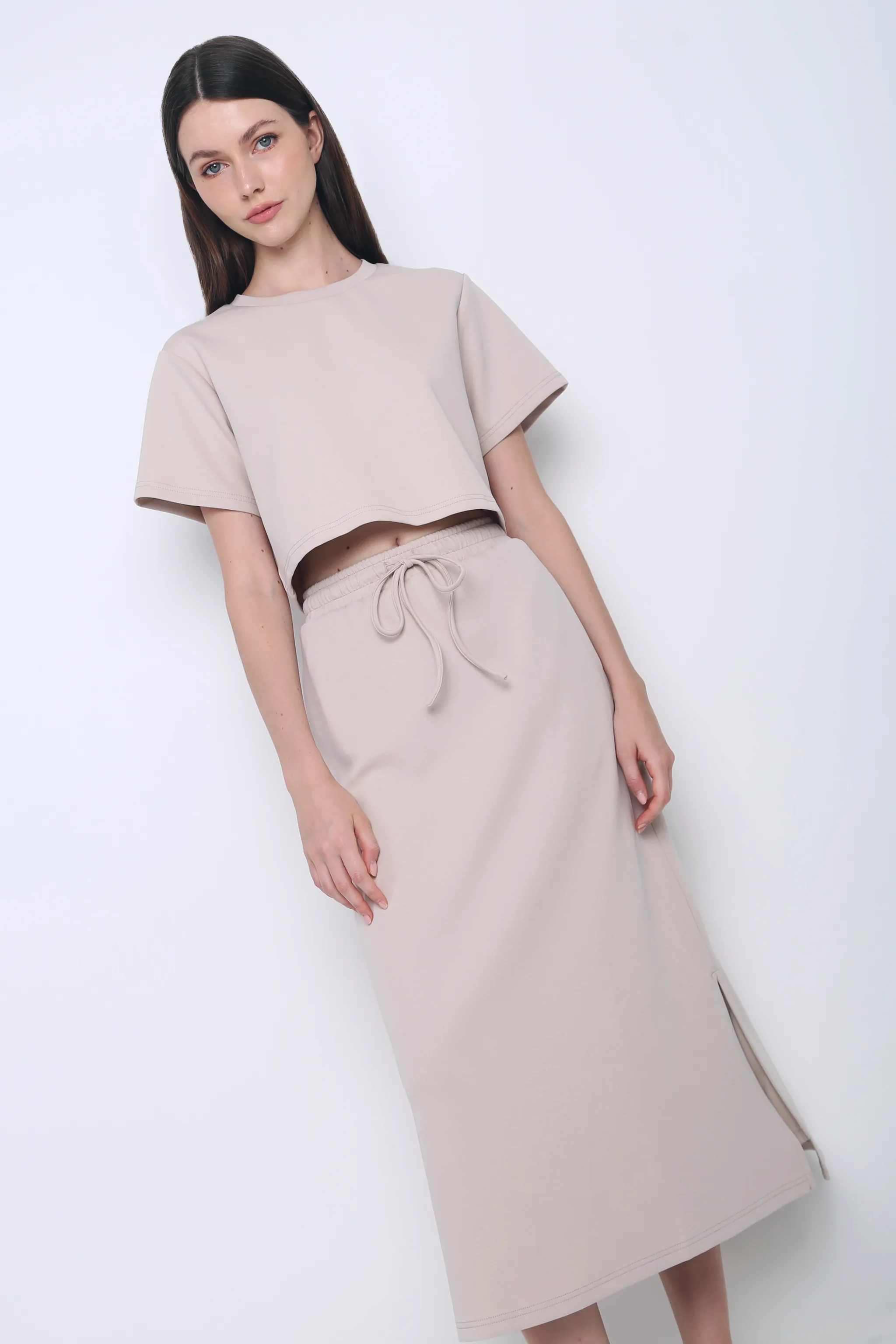 Bolin 2-Piece Sweater Skirt Set Oat Thermal Insulation Layer