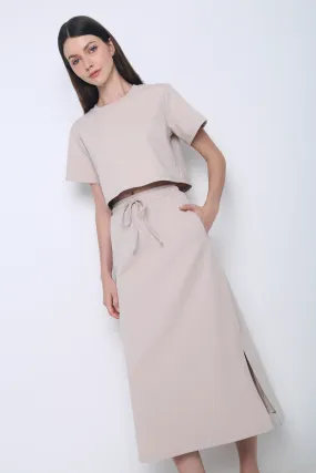 Bolin 2-Piece Sweater Skirt Set Oat Ventilated Panel Design