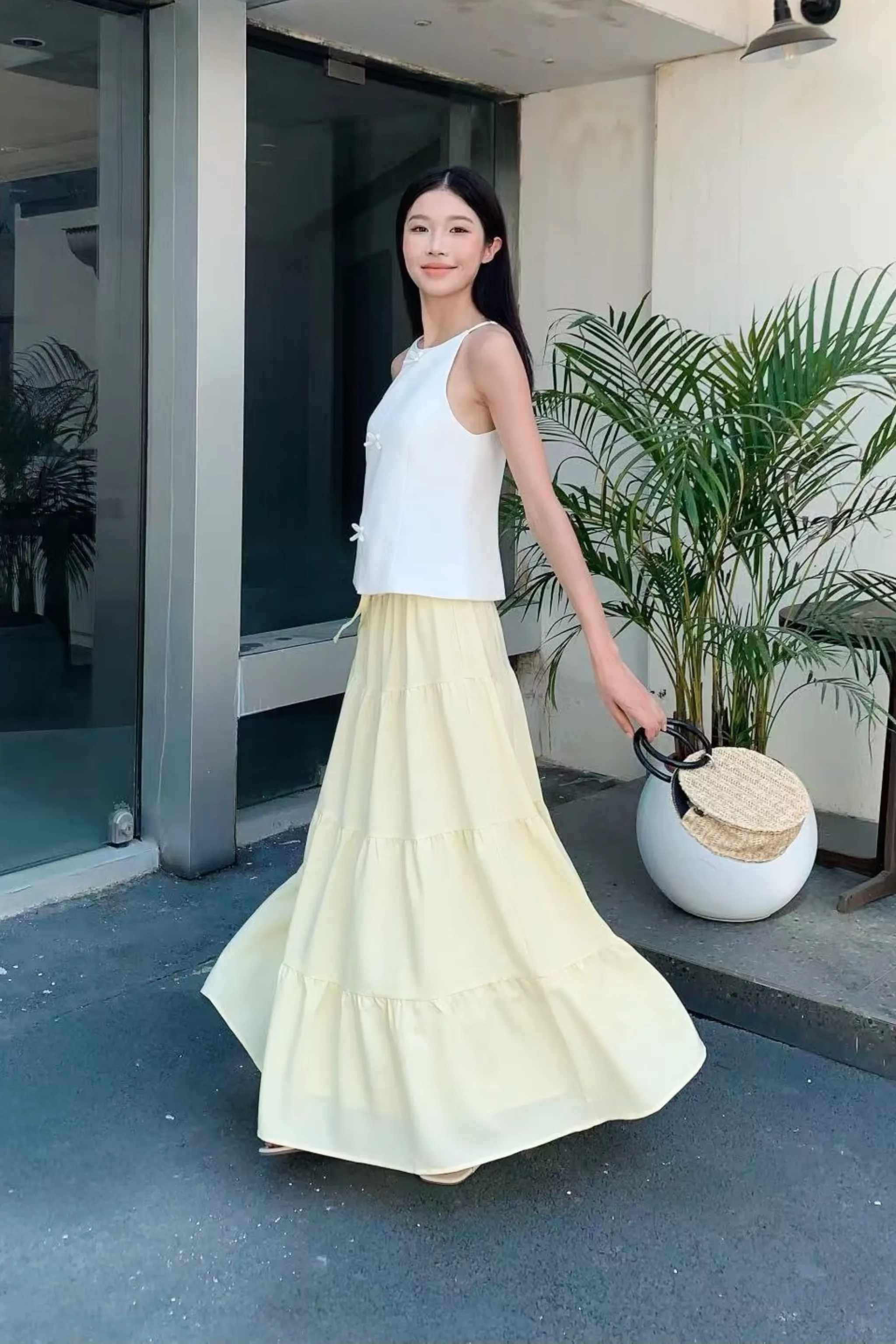 Casual dress StretchComfortDesign Bow Alert Strappy Top White