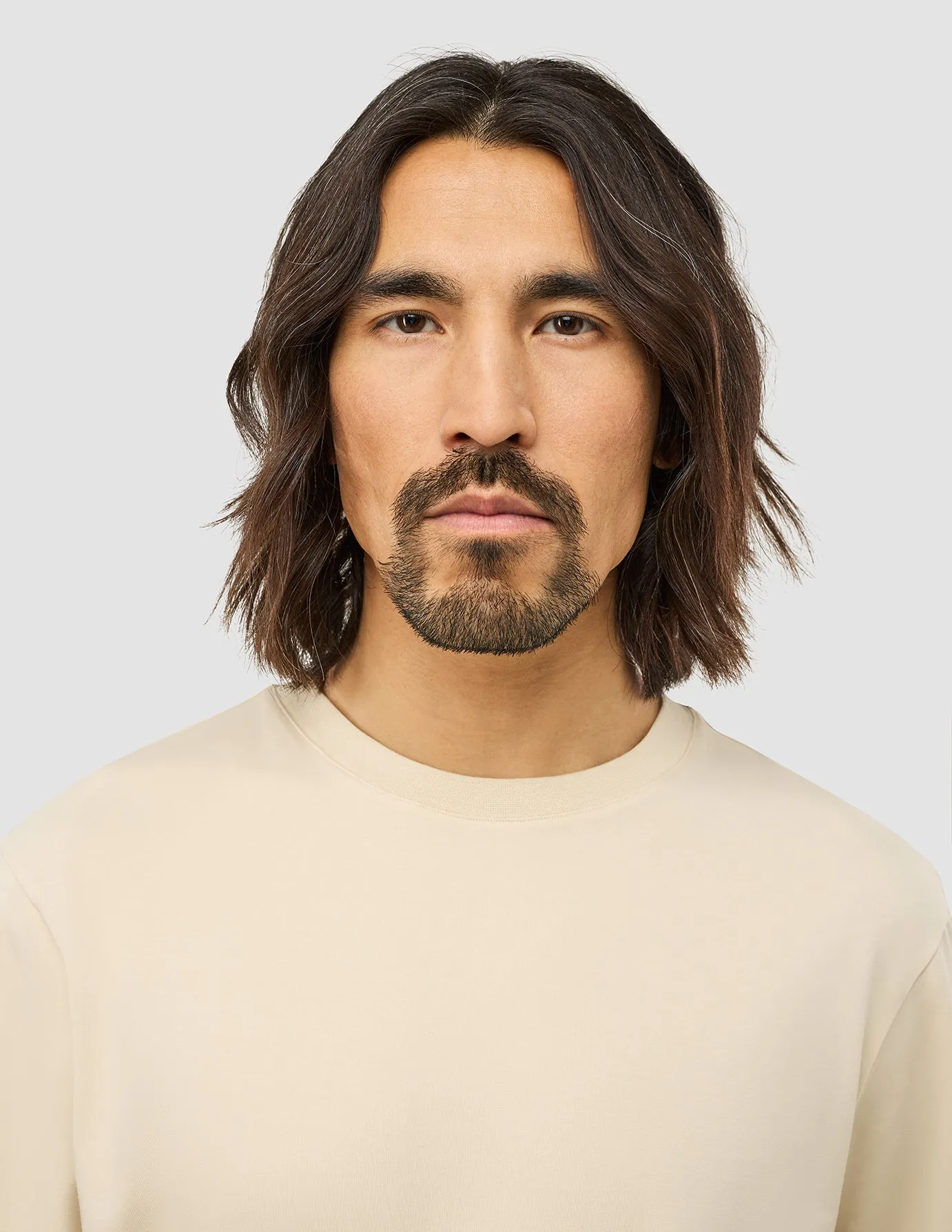 Supima T-shirt Box Fit Ivory Haze Stylish and Relaxed Layer Ready