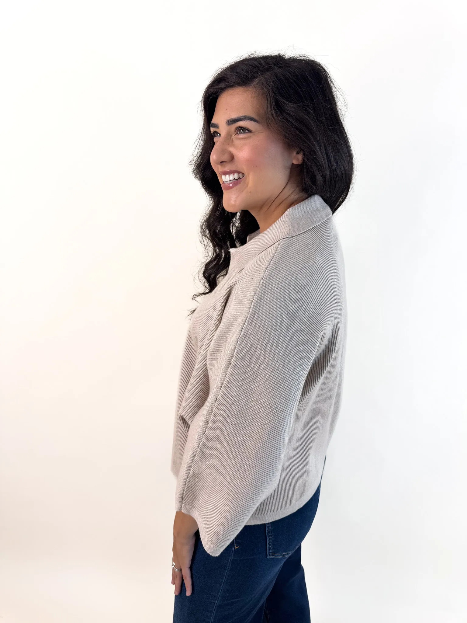 Stone Collared Short Sleeve Sweater Cozy Layers