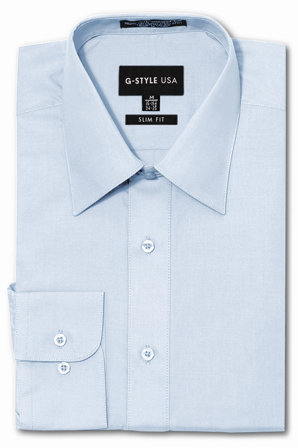 Men's Slim Fit Solid Color Dress Shirt (Sky Blue) NoRoll Hem Technology Thermal Insulation