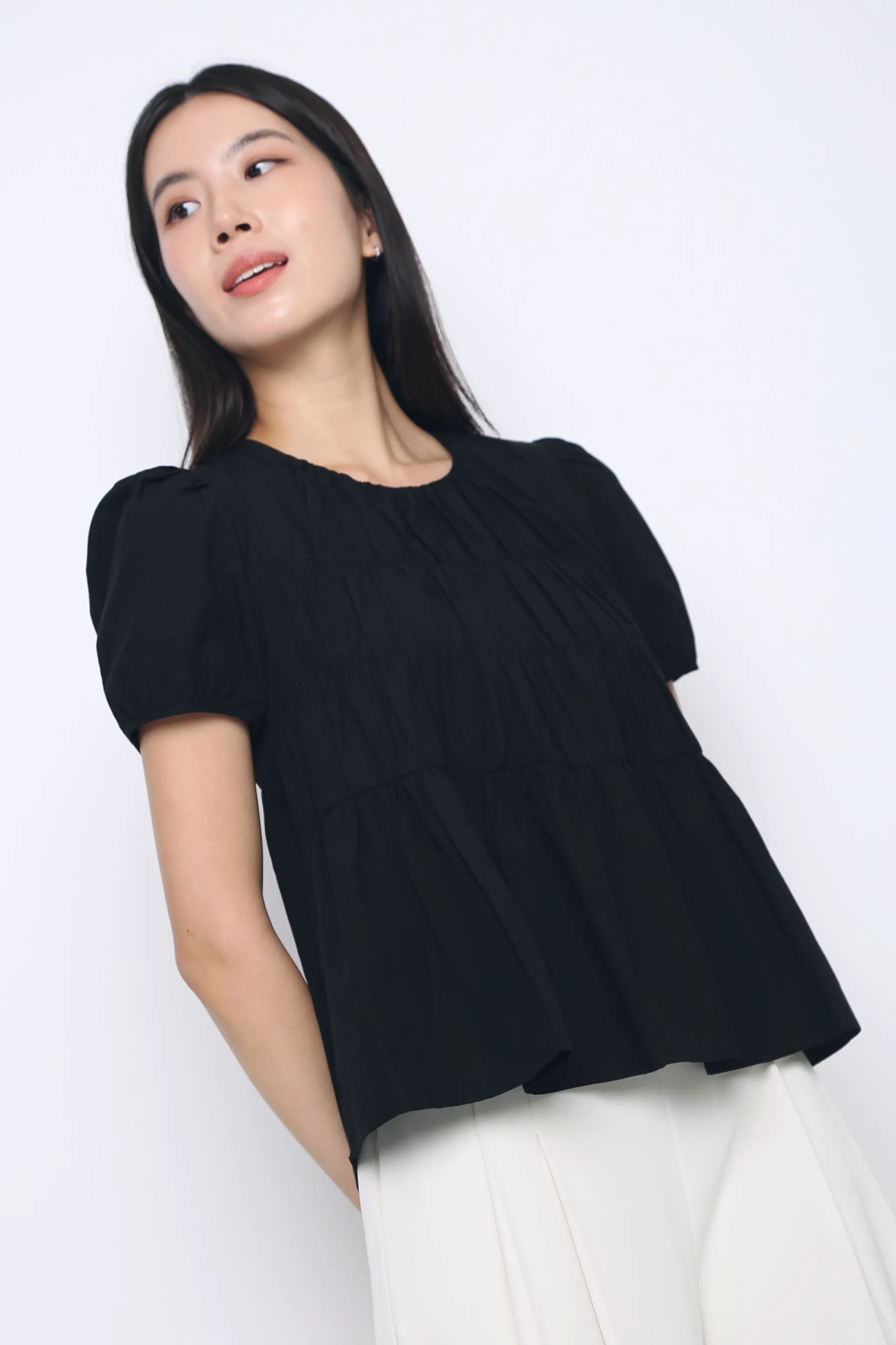 Summer Wardrobe Halo Ruche Blouse Black