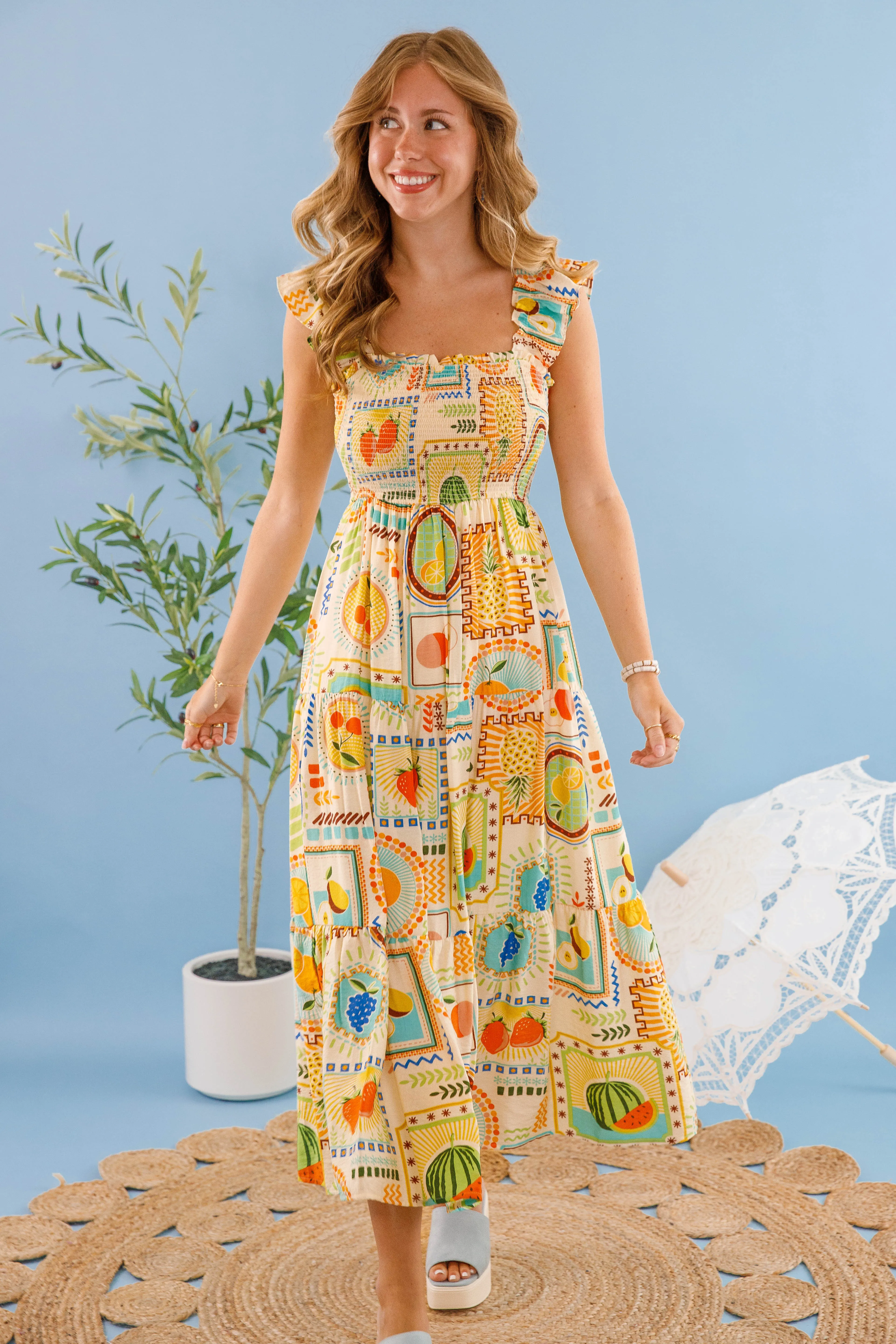 Chain-Detail Breathe In the Fresh Air Midi Dress